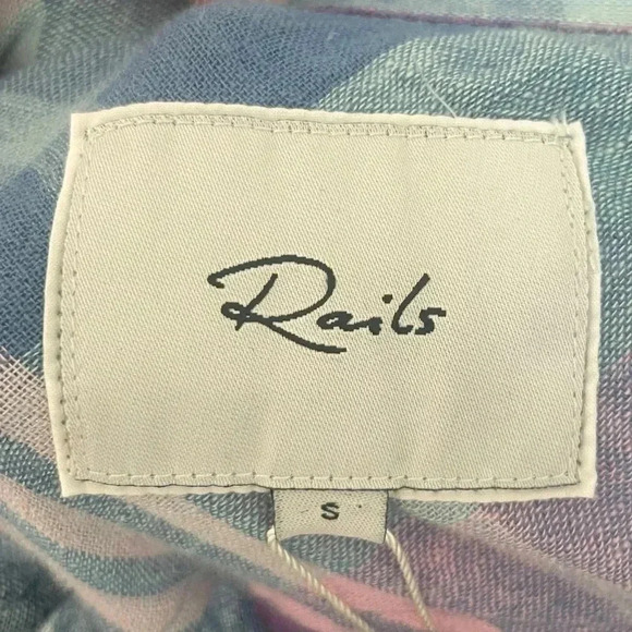 Rails NWT Charli Button Down Shirt Laguna Coast Azalea Plaid Long Sleeves - Picture 5 of 7